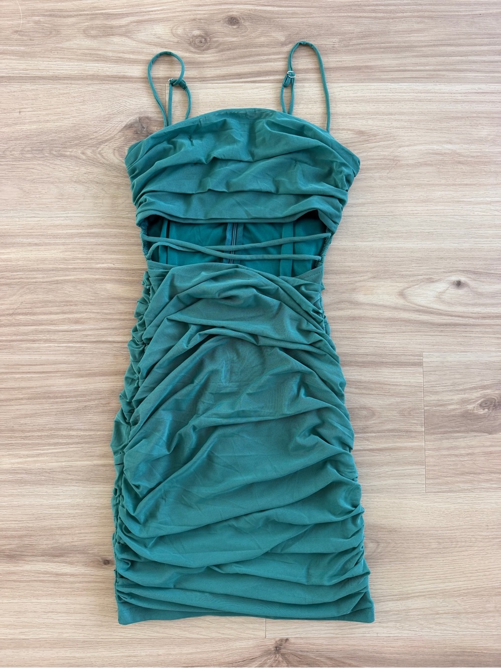 Hello Molly Teal Ruched Bodycon Mini Dress